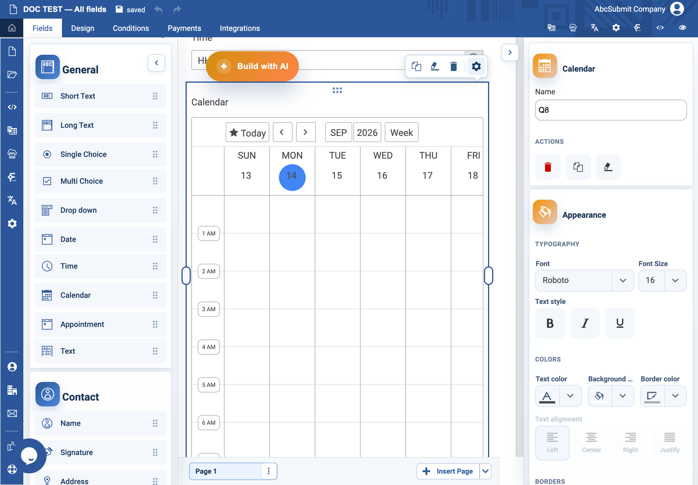 Calendar v2 settings drawer.